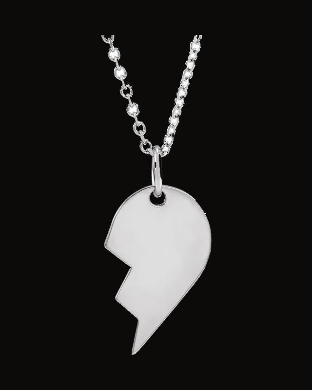 Engravable Broken Heart Necklace or Pendant — Sterling Silver
