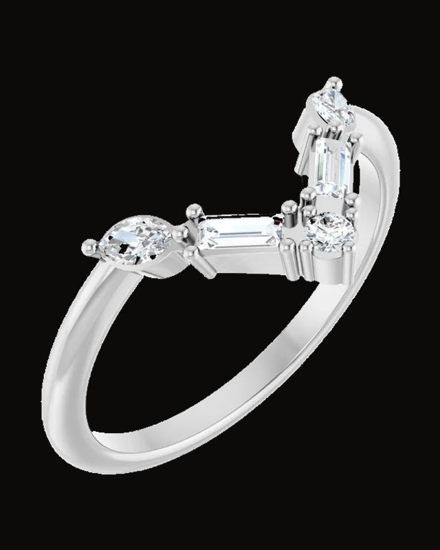1/4 CTW Lab Grown Diamond Multi-Stone V Bar Ring — 14K Yellow / White Gold · 1.5 mm · Size 7