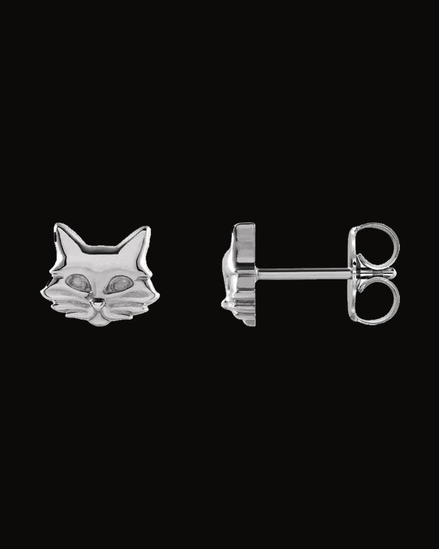 Tiny Cat Earrings — Sterling Silver