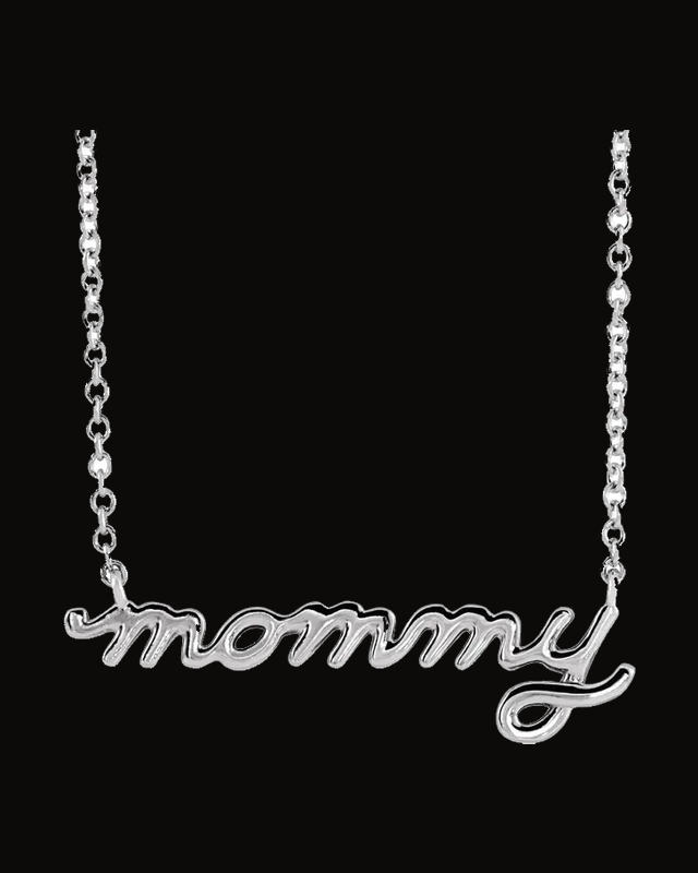 Petite Mommy Script Necklace or Center — Sterling Silver
