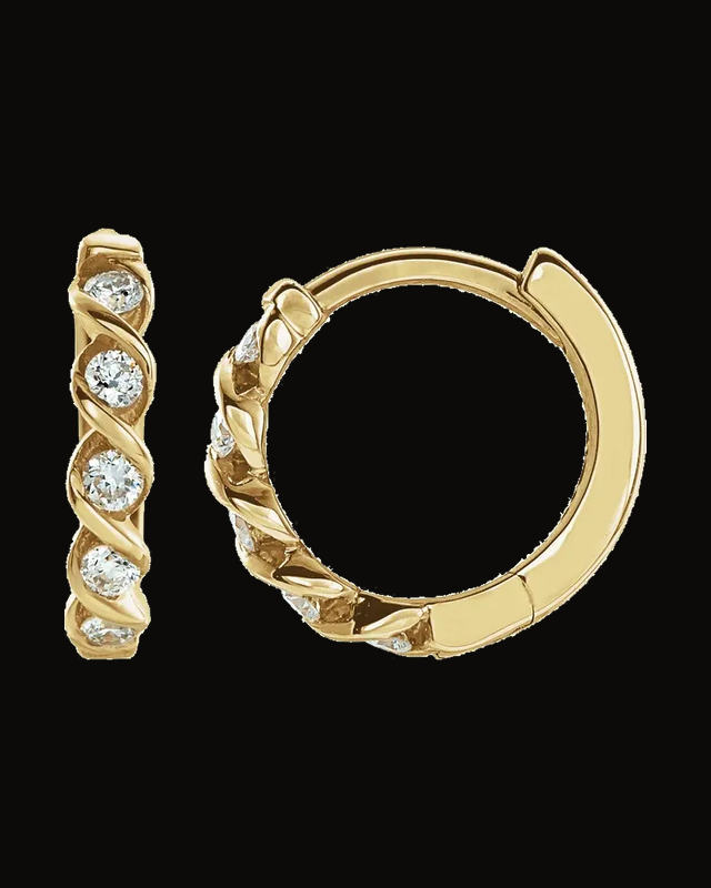 Twisted Hoop Earrings — 14K Yellow / White Gold · 1.3 mm