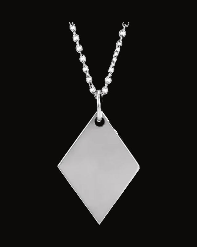 Engravable Diamond-Shaped Necklace or Pendant — Sterling Silver