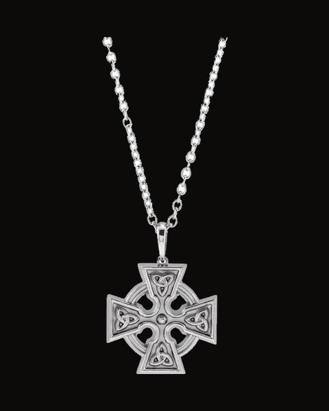 Celtic-Inspired Cross Necklace or Pendant — Sterling Silver