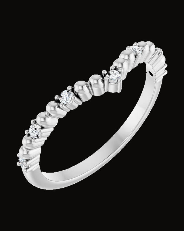 1/10 CTW Natural Diamond Curved V Contour Band — 14K Yellow / White Gold · 1.5 mm