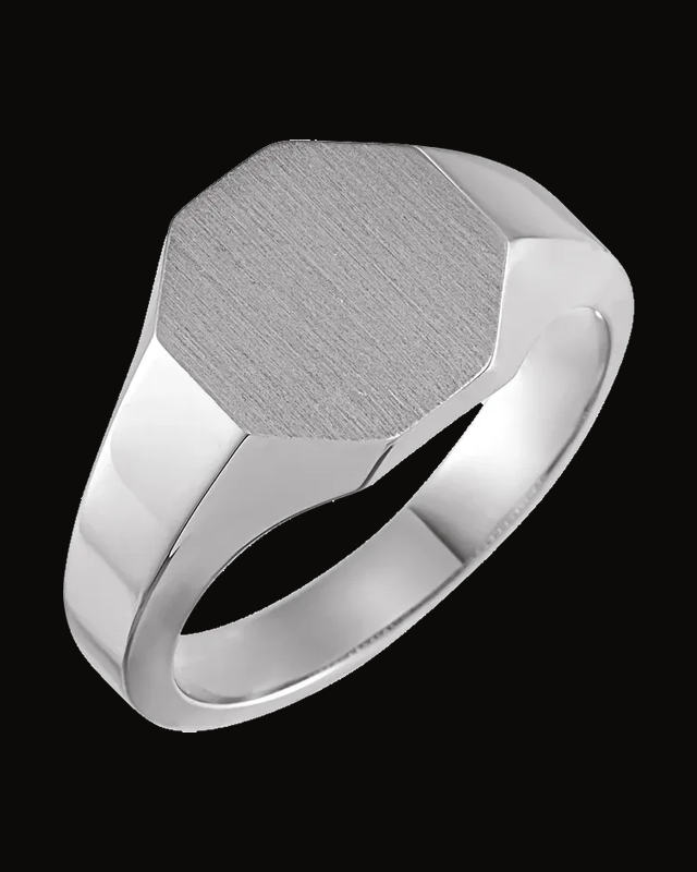 Mens Octogon Signet Ring — Sterling Silver · 3.33 mm