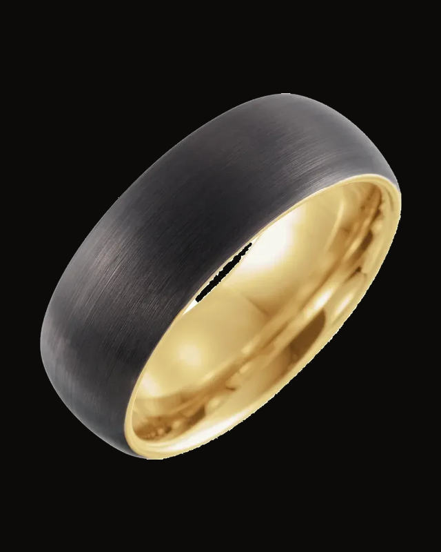 Comfort-Fit Half Round Band with Satin Finish — Tungsten · 8 mm