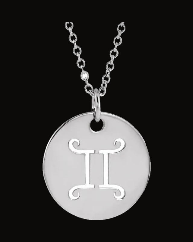Zodiac Disc Necklace or Charm/Pendant — Sterling Silver