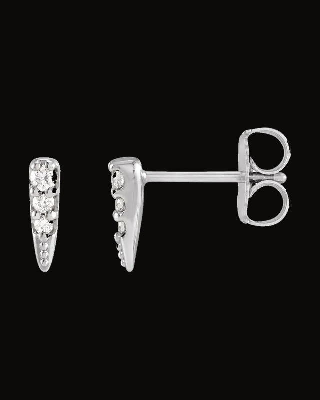 0.07 CTW Natural Diamond Spike Stud Earrings — 14K White / Yellow Gold