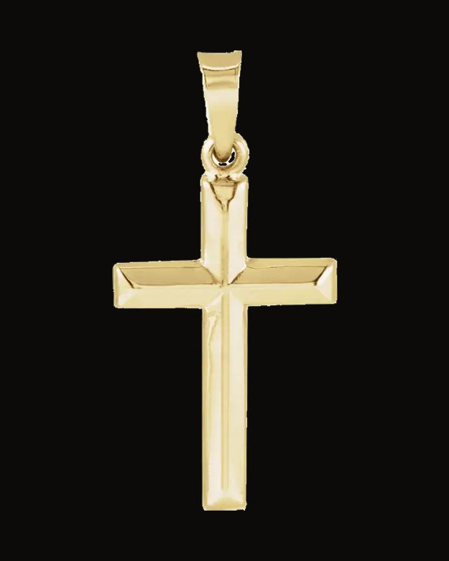 Geometric Cross Pendant — 14K Yellow Gold — Hollow