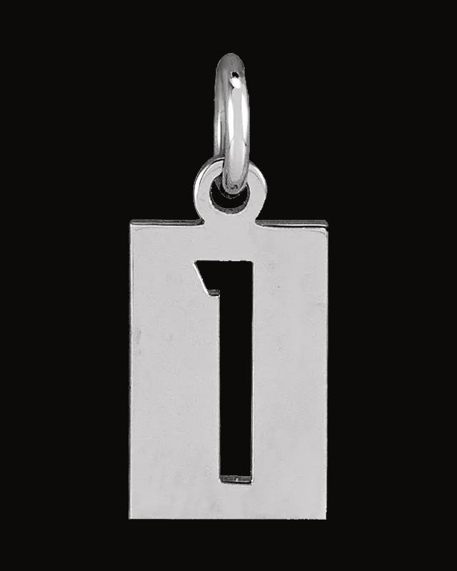 Pierced Numeral Necklace or Pendant — Rhodium-Plated on 14K White Gold