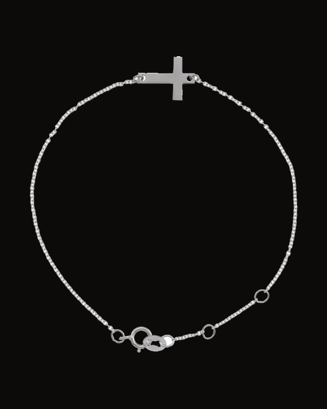 Engravable Petite Sideways Cross Bracelet