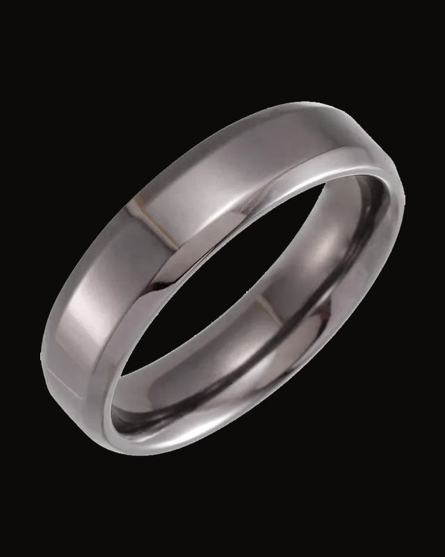 Beveled-Edge Comfort-Fit Band — Tantalum
