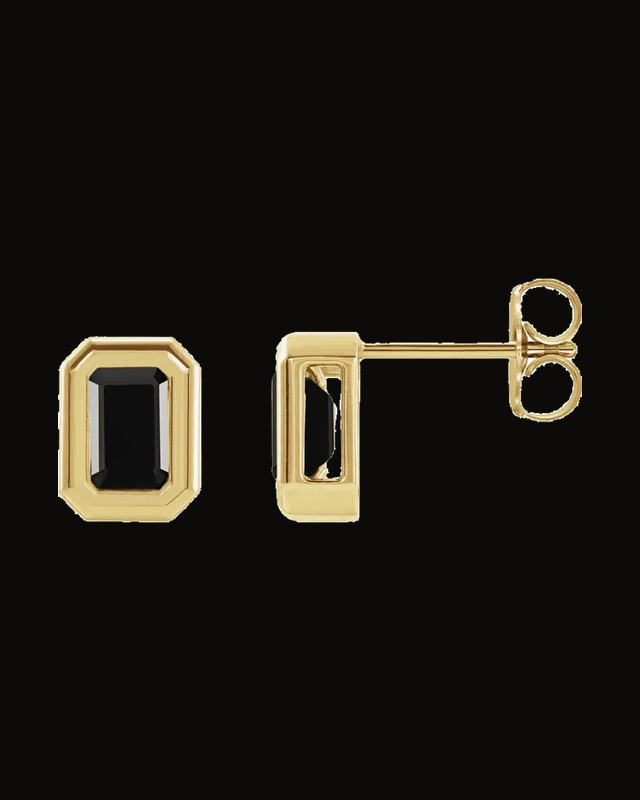 Back-Set Solitaire Earrings — 14K Yellow Gold · 5 x 3 mm