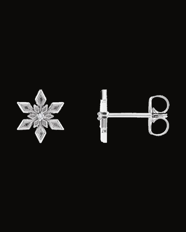 0.0075 CTW Natural Diamond Snowflake Earrings — Sterling Silver
