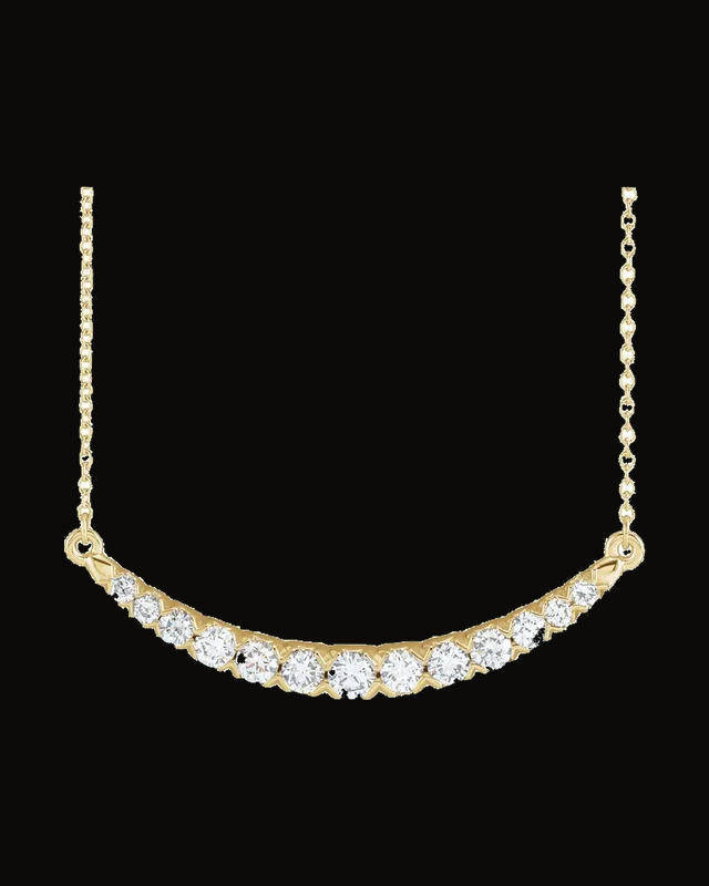 3/4 CTW Lab-Grown Diamond French-Set Graduated Diamond Bar Necklace — 14K Yellow Gold-Plated