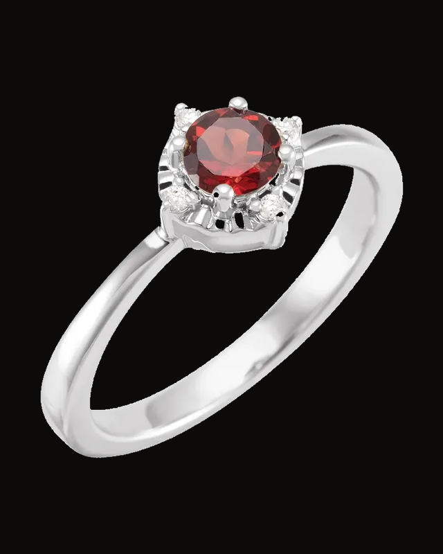 Halo-Style Birthstone Ring — Rhodium-Plated on Sterling Silver · 2.3 mm · Size 7