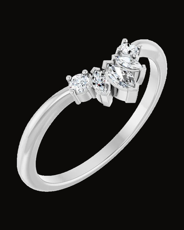1/6 CTW Natural Diamond Accented Contour Band — 14K White / Yellow Gold · 1.5 mm