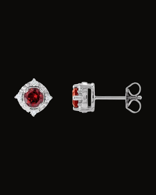 Halo-Style Birthstone Earrings — Sterling Silver · 0.08 CTW