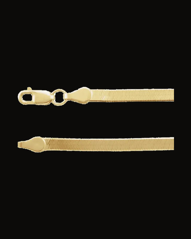 2.8 mm Flexible Herringbone Chain — 14K Yellow / White Gold