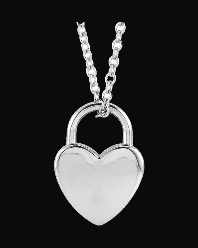 Engravable Heart Lock Necklace or Pendant