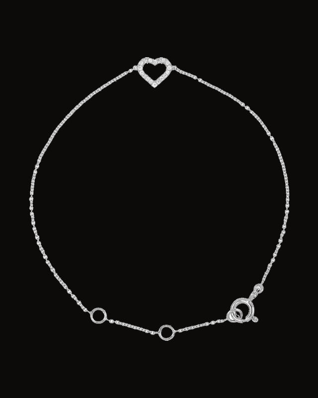 0.06 CTW Natural Diamond Heart Bracelet — 14K Yellow / White Gold
