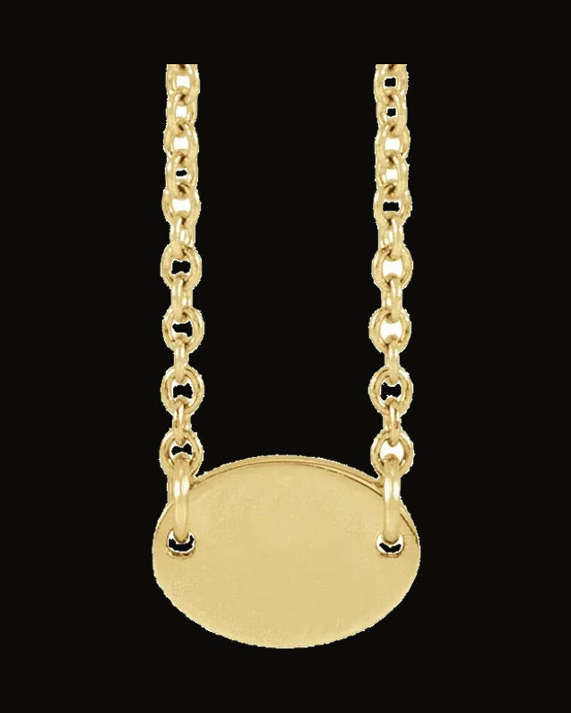 Engravable Family Oval Disc Necklace