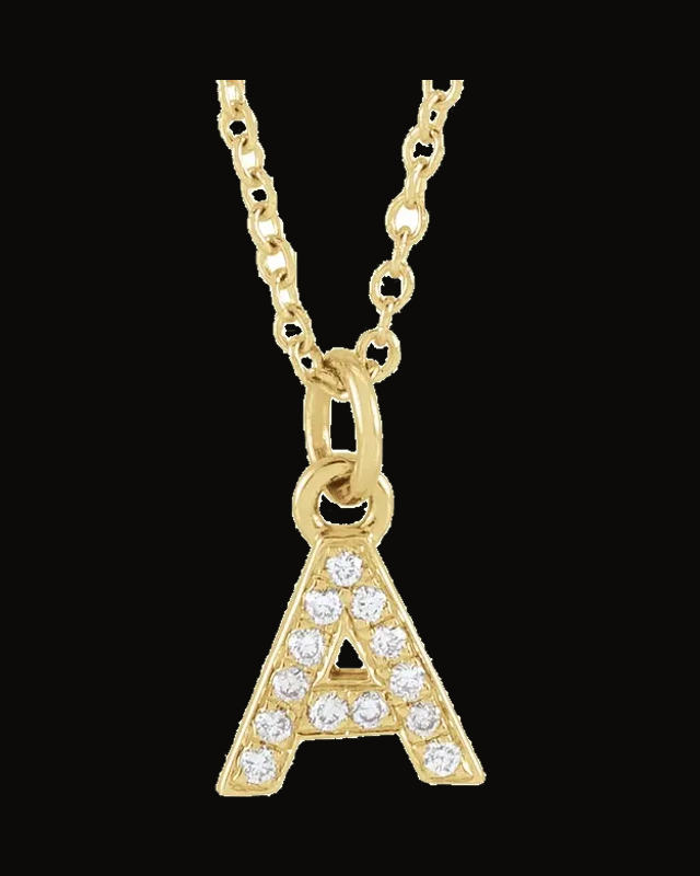 0.05 CTW Natural Diamond Petite Initial Necklace — 14K Yellow / White Gold