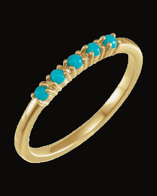 Natural Turquoise Cabochon Stackable Ring
