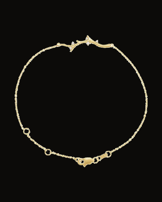 0.06 CTW Natural Diamond Accented Branch Bracelet — 14K Yellow Gold