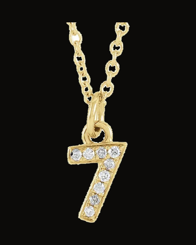 0.03 CTW Natural Diamond Petite Pave Number Adjustable Necklace — 14K Yellow Gold