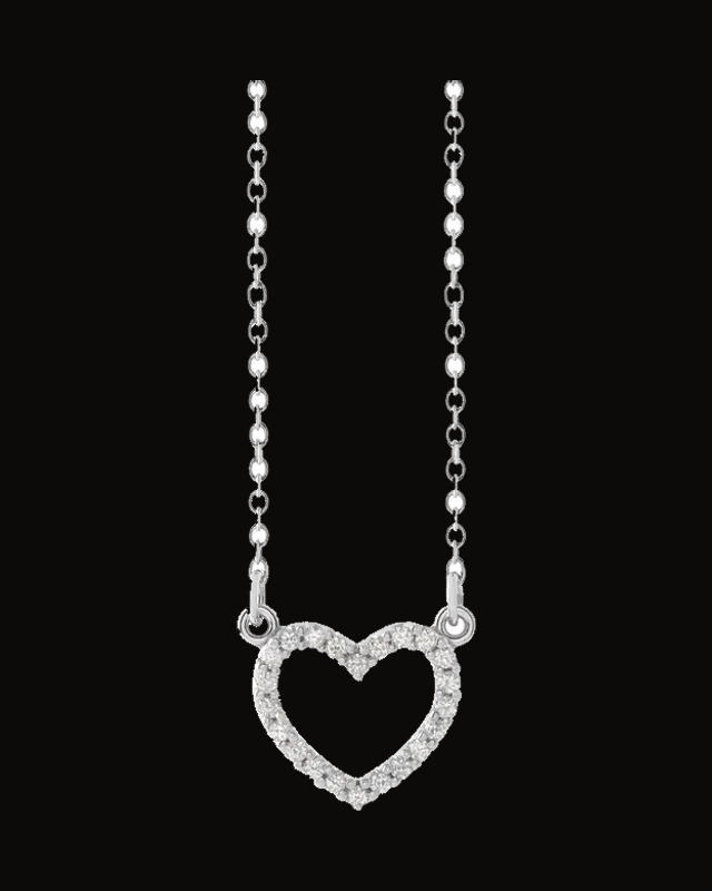 0.08 CTW Natural Diamond Heart Necklace — 14K White / Yellow Gold