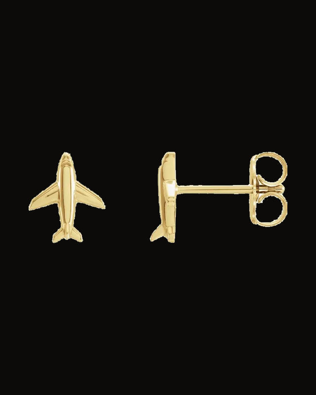 Airplane Earrings — 14K Yellow Gold