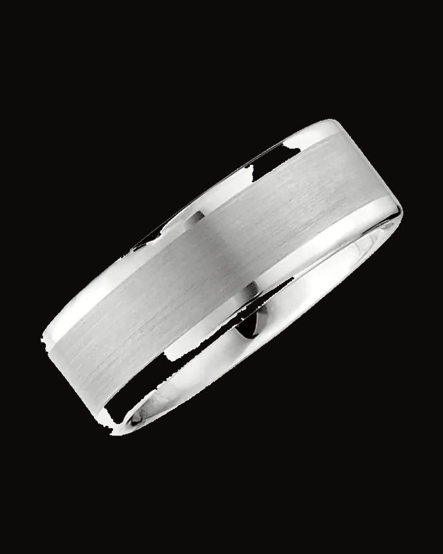 Inlay Comfort-Fit Flat Band with Satin Finish — White Tungsten · 8 mm