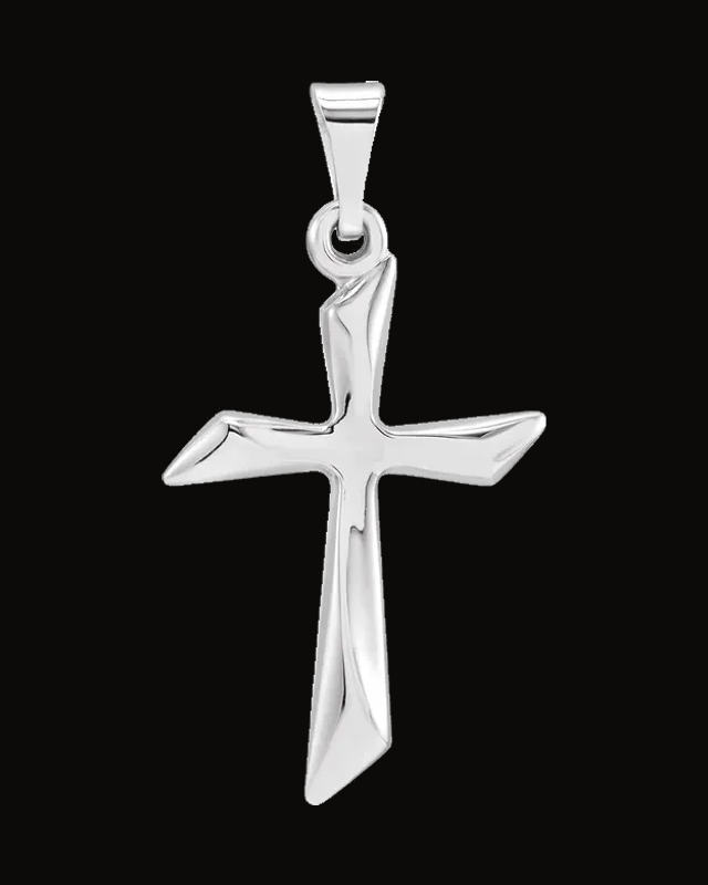 Hollow Cross Necklace or Pendant — 14K White / Yellow Gold