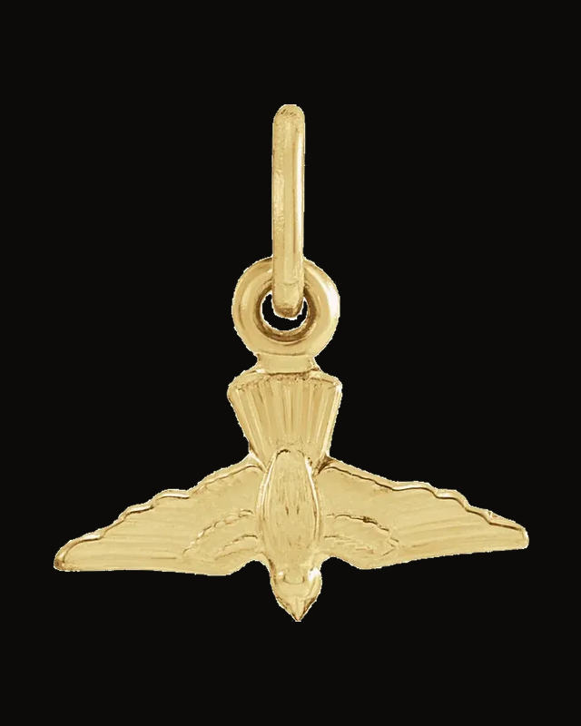 White Dove Pendant — 14K Yellow Gold