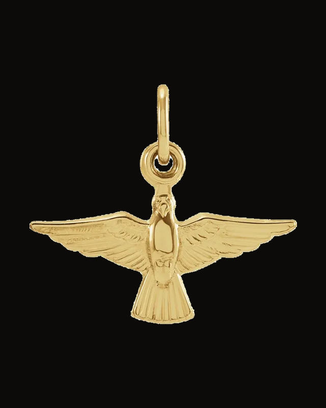White Dove Pendant — 14K Yellow Gold