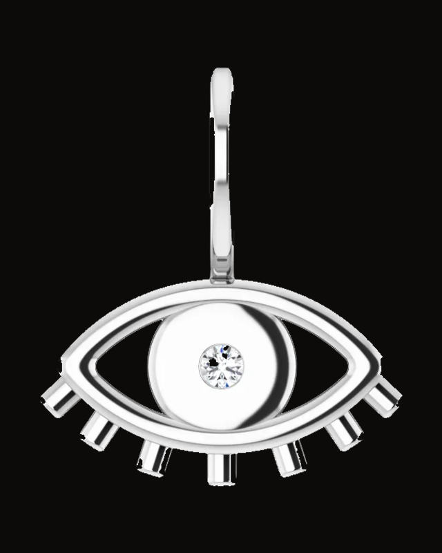 0.02 Ct Natural Diamond Evil Eye Charm/Pendant