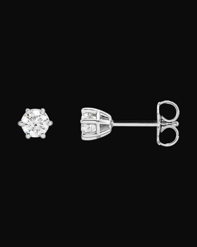 Round 6-Prong Stud Earrings — 14K White / Yellow Gold