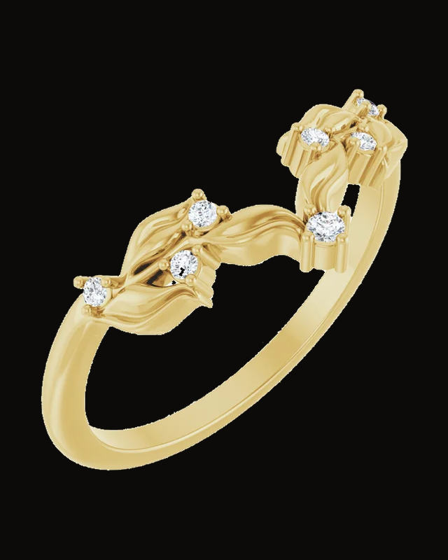 Floral Contour Band — 14K Yellow / White Gold · 1.54 mm