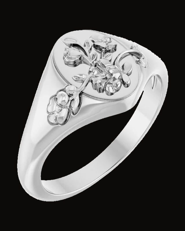 Floral Signet Ring — Sterling Silver · 2.17 mm