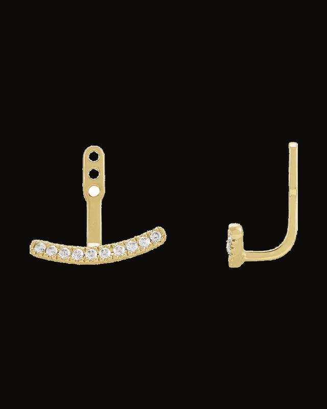 Lab-Grown Diamond Curved Bar Earring Jackets — 14K Yellow / White Gold · 1/5 CTW