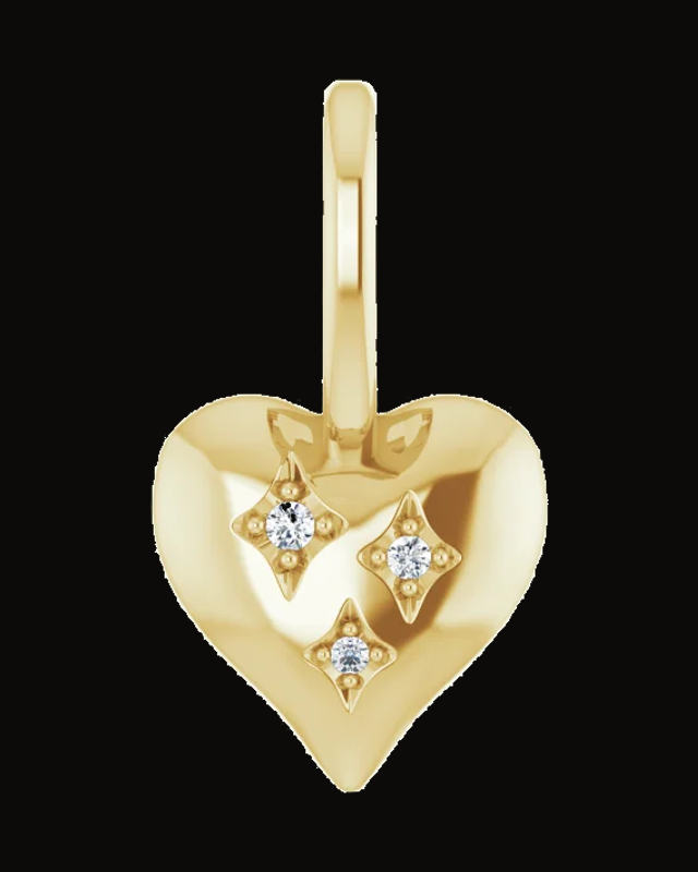 0.01 CTW Natural Diamond Heart Charm/Pendant — 14K Yellow / White Gold