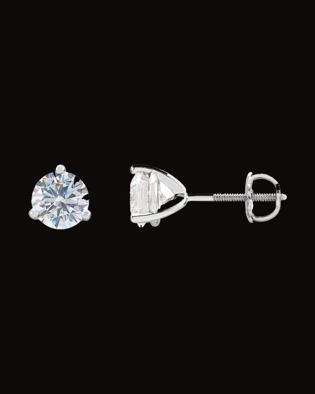 Imitation White Cubic Zirconia Earrings — Rhodium-Plated on 14K White Gold · 6.5 mm