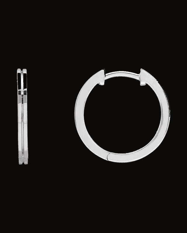 Grooved Huggie Hoop Earrings — 14K Yellow / White Gold