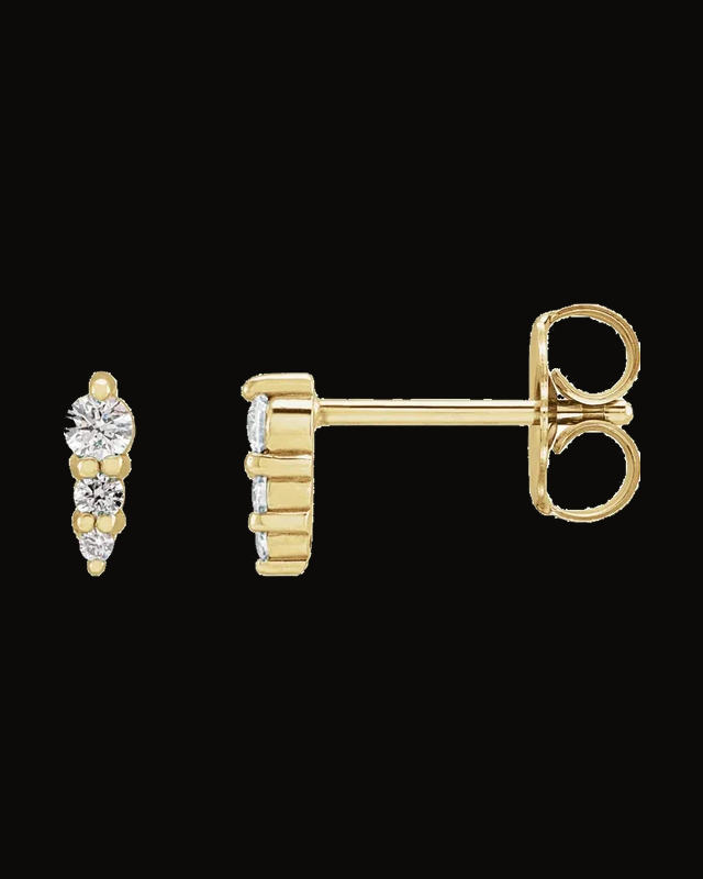 0.08 CTW Natural Diamond Three-Stone Graduated Earrings — 14K Yellow Gold