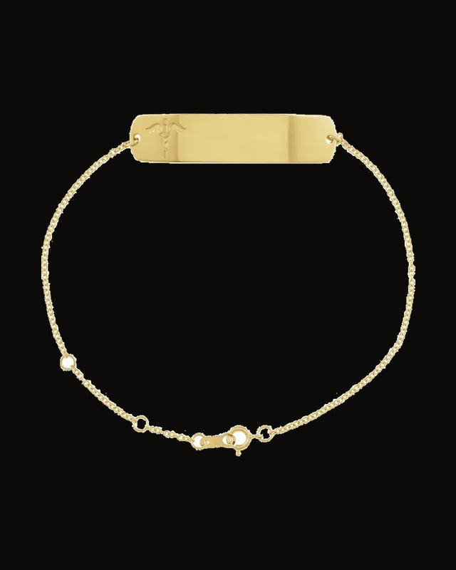 Engravable Medical Identification Bracelet — 14K Yellow Gold