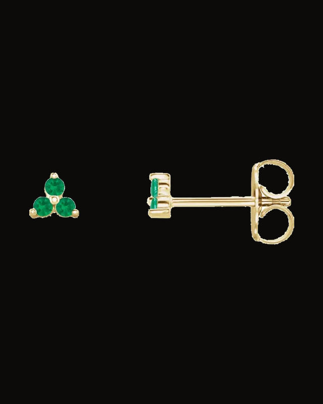 Three-Stone Cluster Earrings — 14K Yellow / White Gold · 2.5 mm