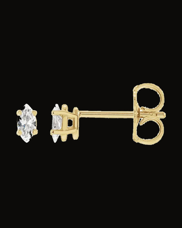 1/8 CTW Natural Diamond 4-Prong Wire Basket Earrings — 14K Yellow Gold