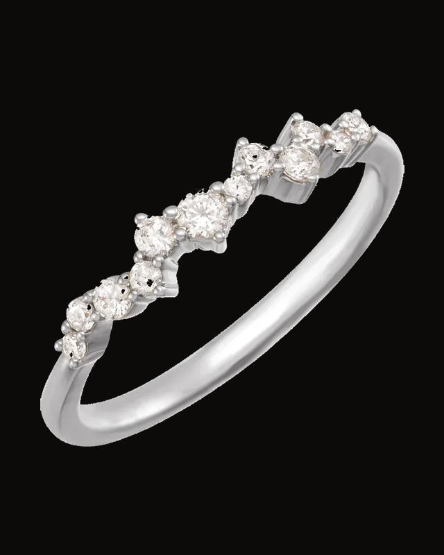 1/4 CTW Lab-Grown Diamond Scattered Stackable Ring — Rhodium-Plated on Sterling Silver · 2 mm
