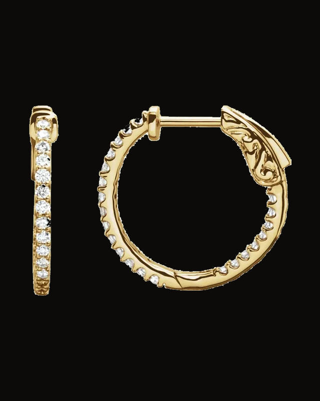 Imitation White Cubic Zirconia Inside-Outside Hinged Hoop Earrings